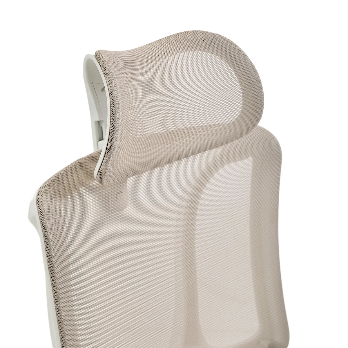 Reposacabezas y respaldo de malla beige de la Silla de oficina profesional ERGOMY W de MyBuero