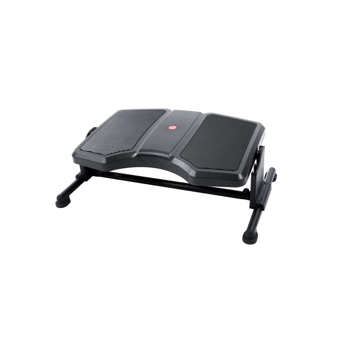 Reposapiés negro PODI II con superficies estriadas y estructura metálica de hjh OFFICE – vista de 360° (vista frontal 0°)