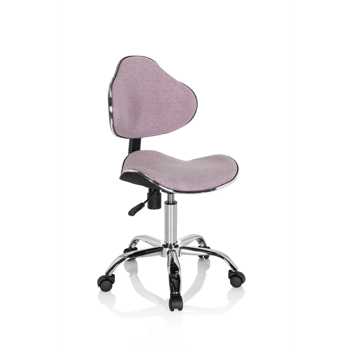 Silla giratoria para niños KIDDY GTI-3 rosa con base brillante y cinco ruedas de hjh OFFICE – vista de 360° (vista frontal en diagonal 40°)