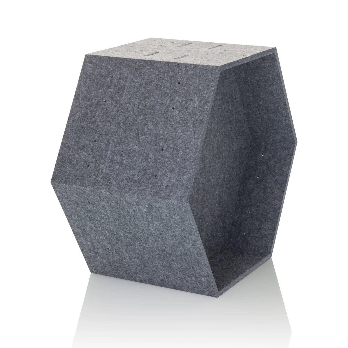 Separador FLEXMIUT STORE B hexagonal de fieltro gris de hjh OFFICE – vista de 360° (vista frontal en diagonal 60°)