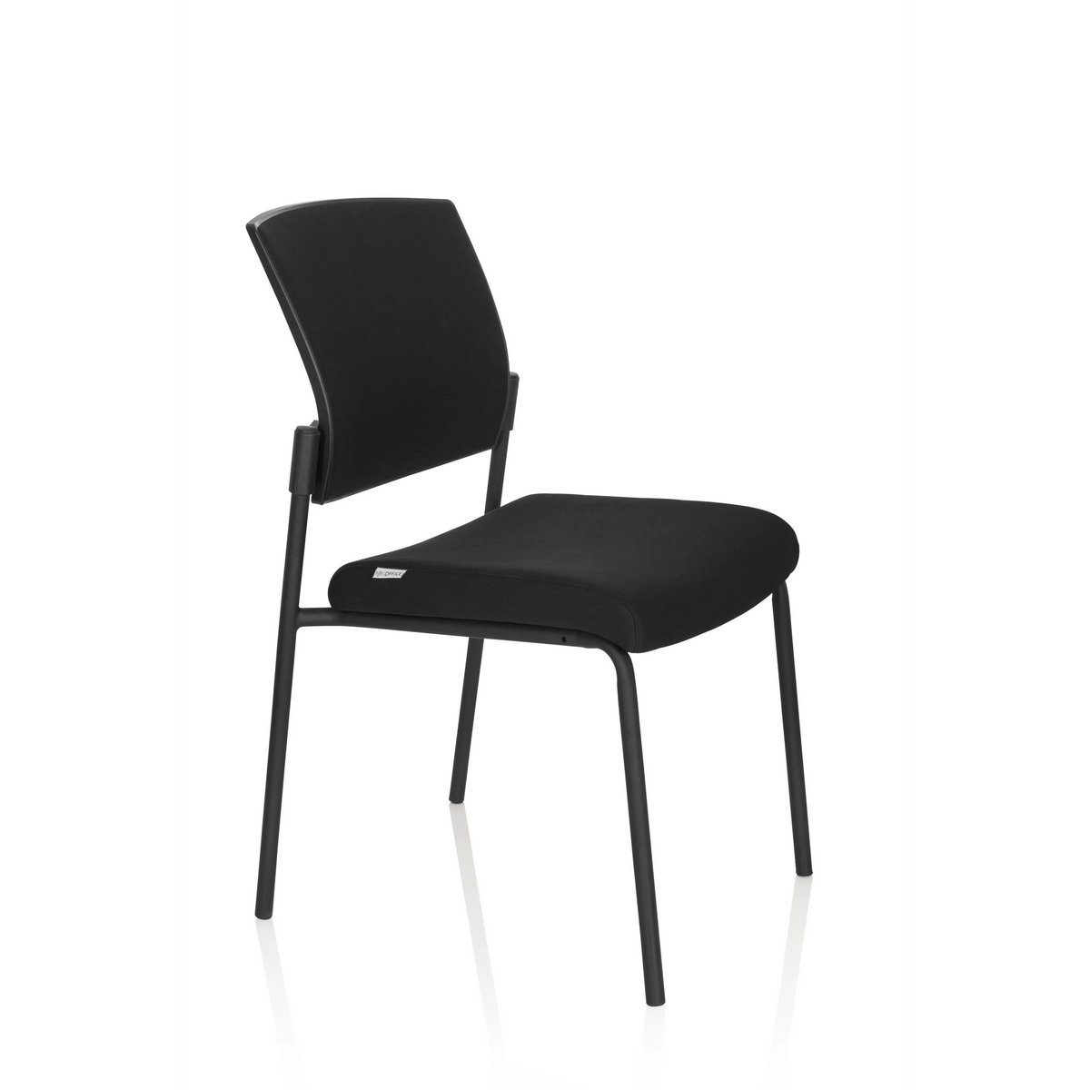 Silla de cuatro patas K9 V PRO negra con acolchado en el asiento y el respaldo de hjh OFFICE – vista de 360° (vista frontal en diagonal 60°)