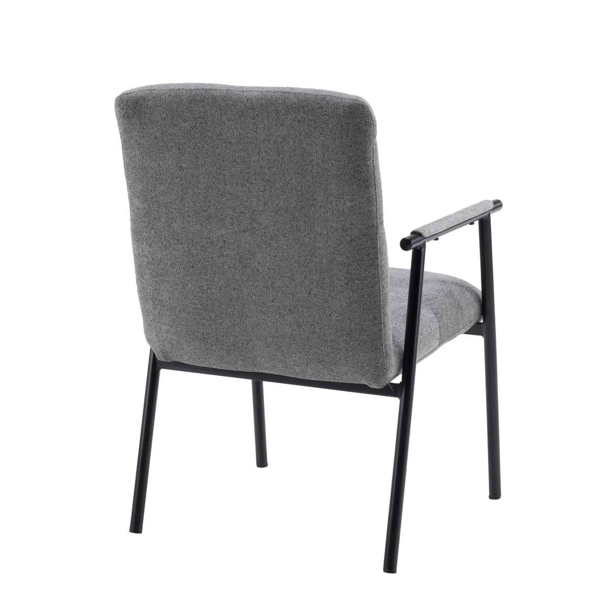 Vista trasera del sillón tapizado gris Lifea Flex con patas y reposabrazos de metal negro de hjh LIVING