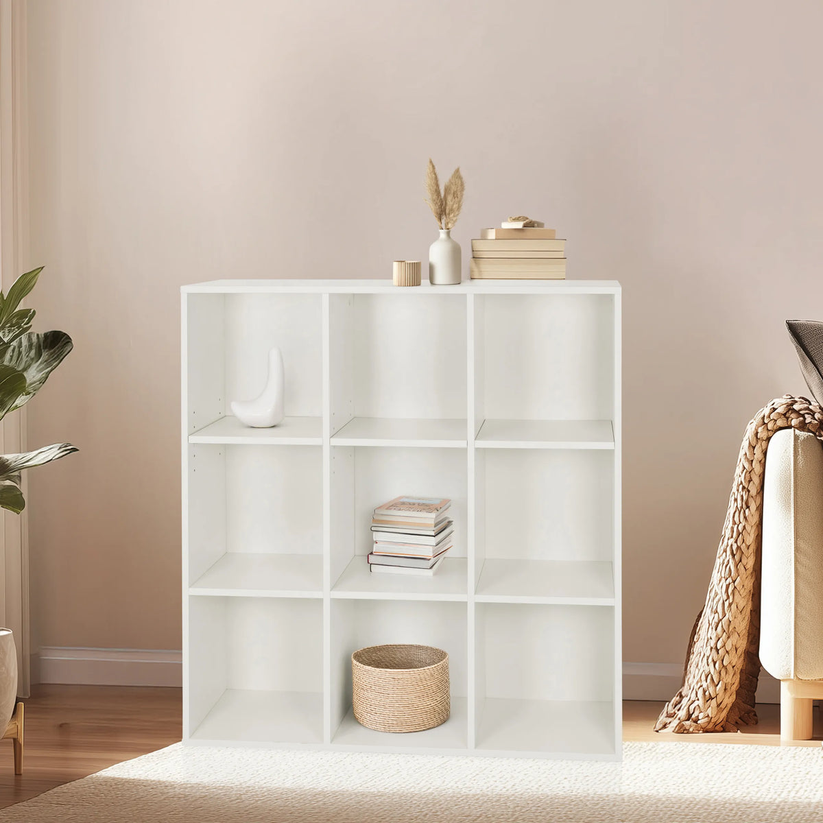 Estante blanco BJORKE con nueve compartimentos cuadrados abiertos de hjh LIVING