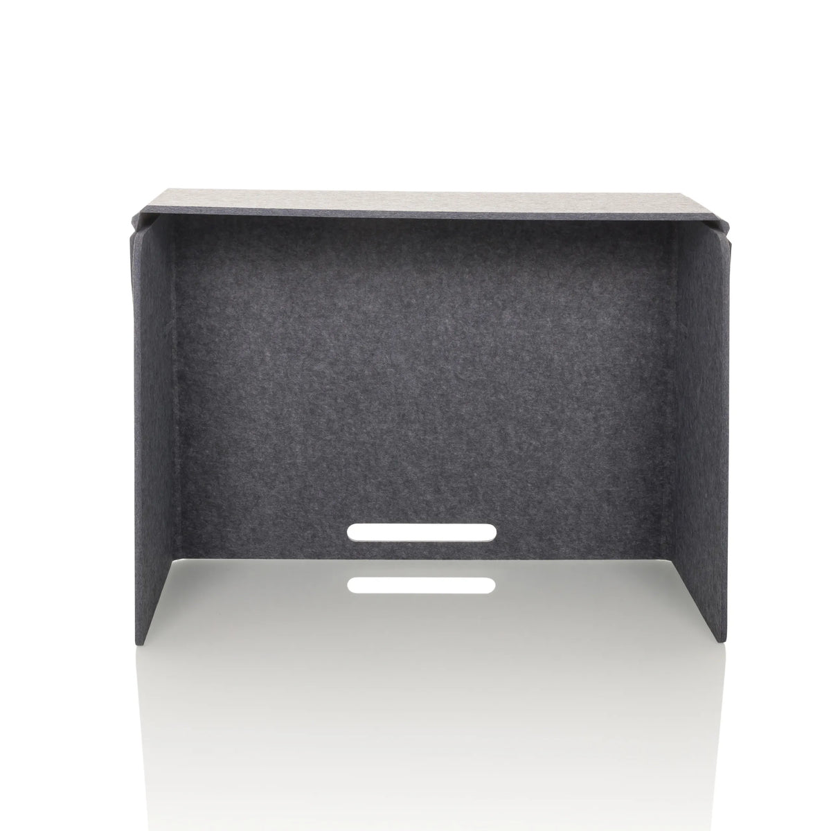 Separador de mesa gris FLEXMIUT FOLD con dos salidas de cable horizontales de hjh OFFICE – vista de 360° (vista frontal 0°)