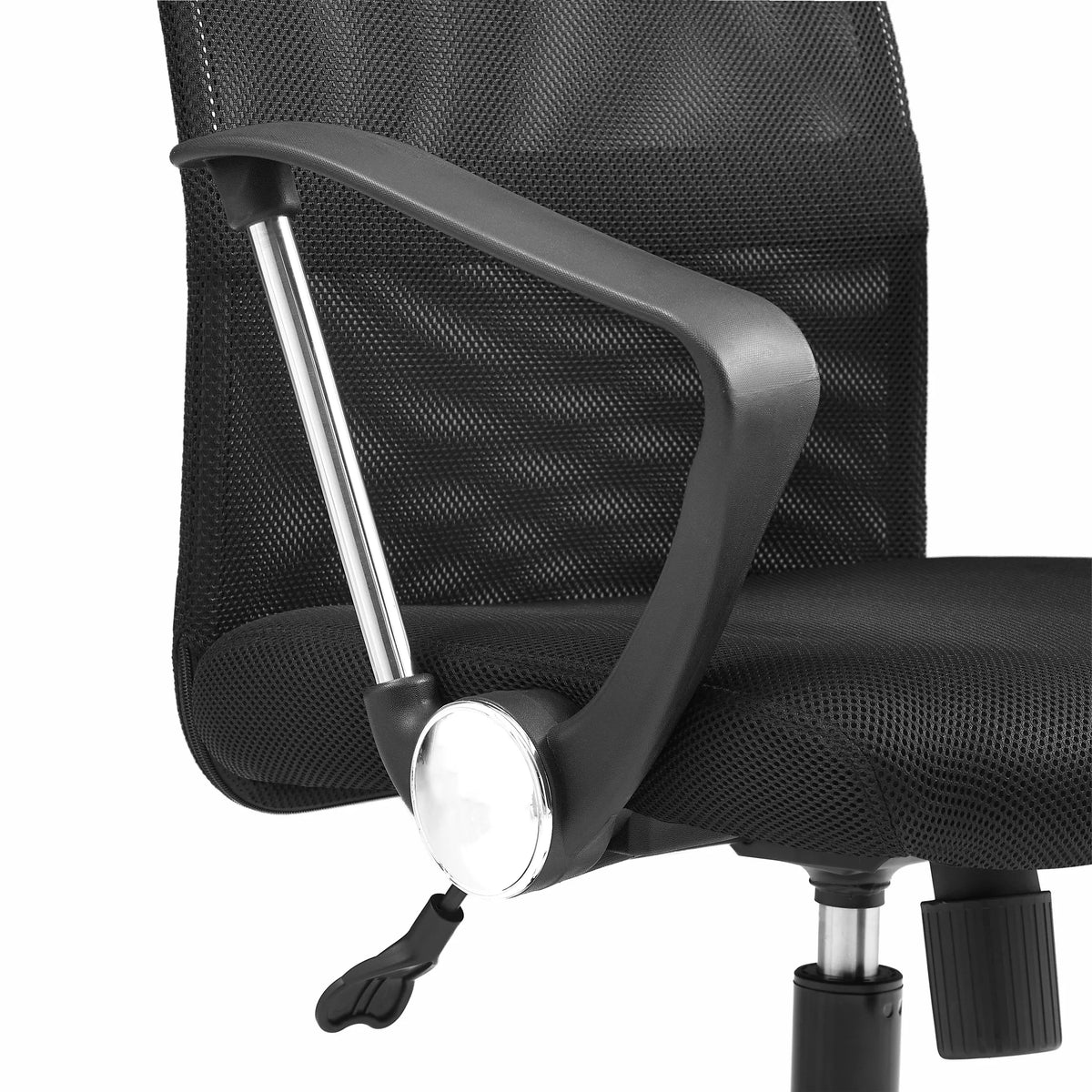Reposabrazos con puntal cromado del Sillón de oficina Home Office PURE NET en negro de hjh OFFICE