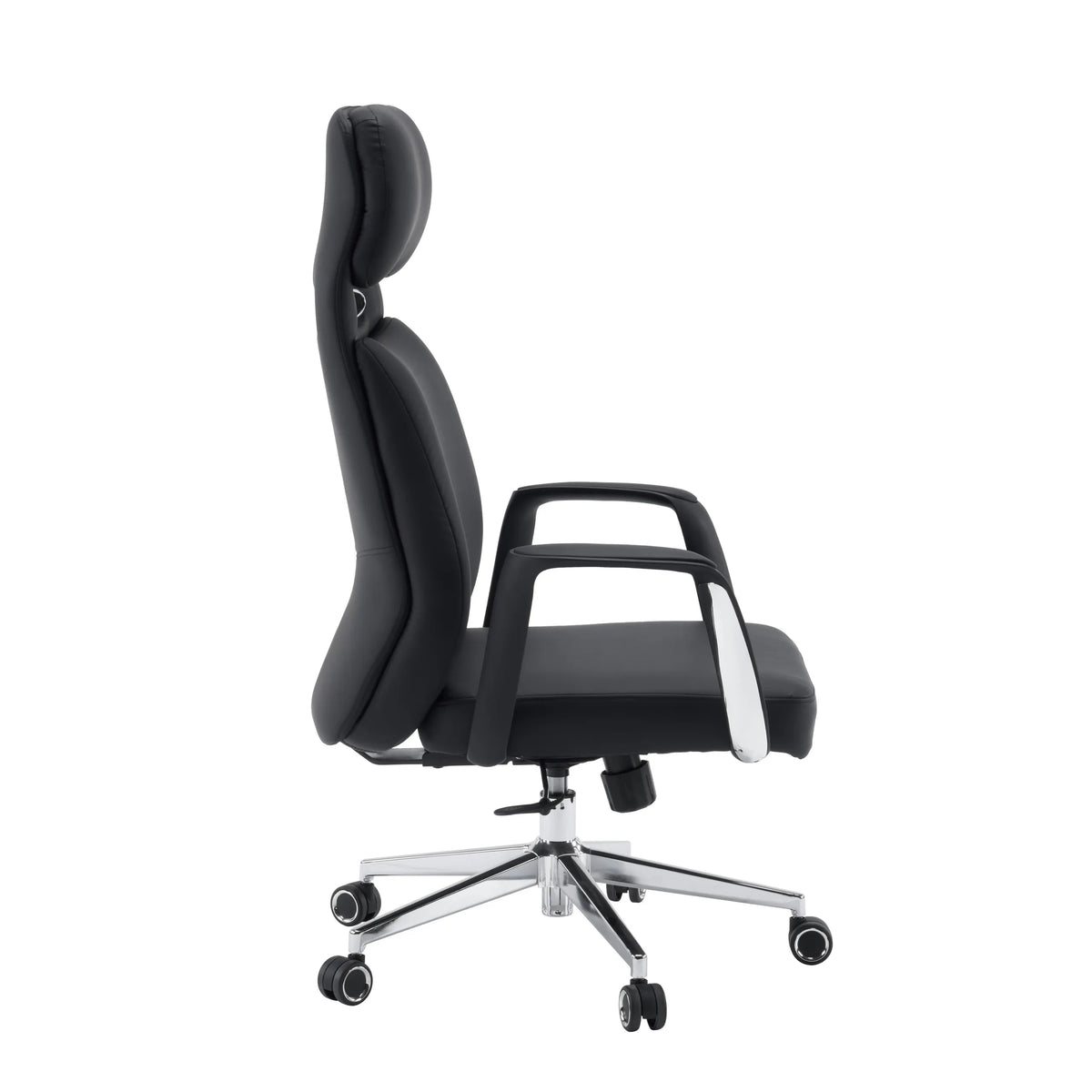 Sillón de oficina profesional VELVET ECO en negro con base de cromo y ruedas para moqueta de hjh OFFICE