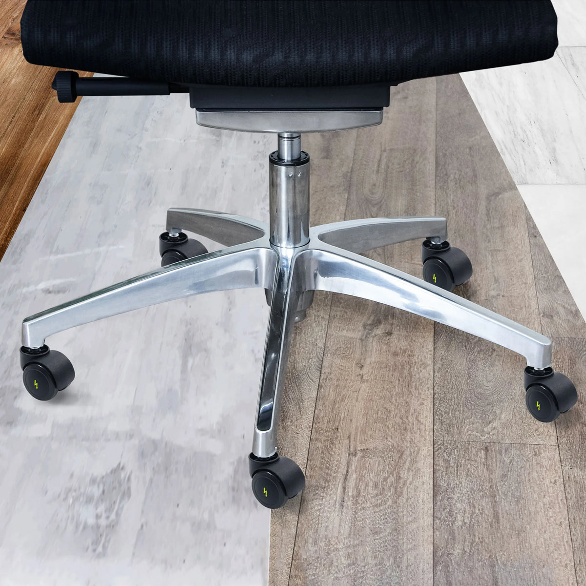 Base de cinco radios con ruedas para sillas negras 5x ROLO ESD 10mm/50mm de aluminio pulido de hjh OFFICE