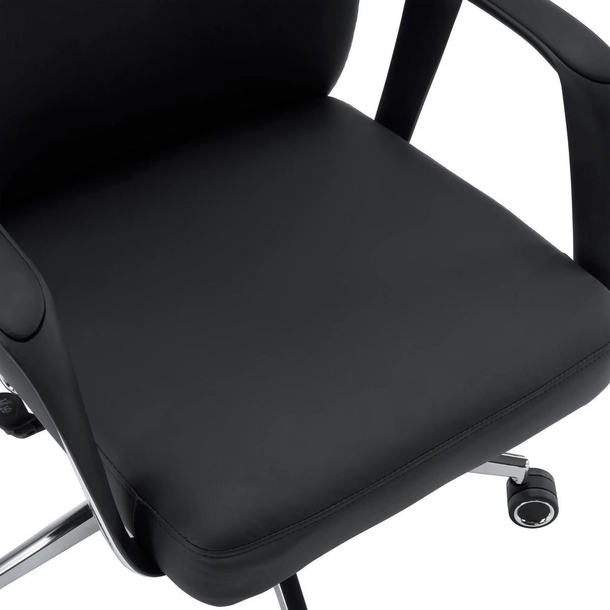 Asiento acolchado del sillón de oficina profesional VELVET ECO en negro con una rueda para alfombra visible de hjh OFFICE