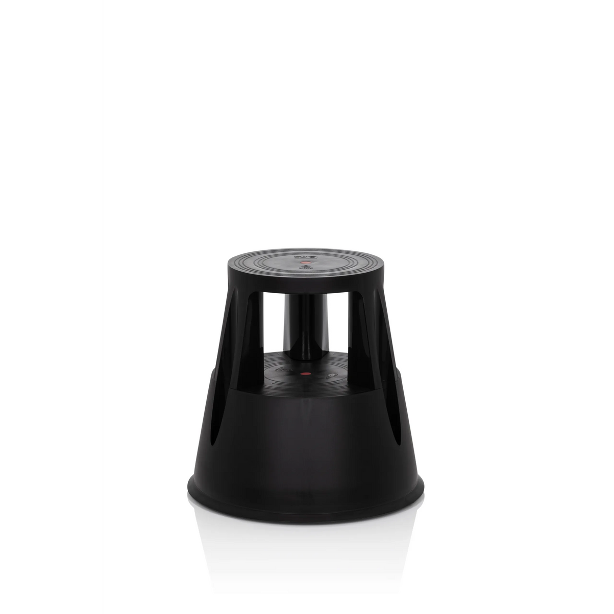 Taburete bajo TIO-M I negro con superficie redonda y base cónica de hjh OFFICE – vista de 360° (vista frontal 0°)