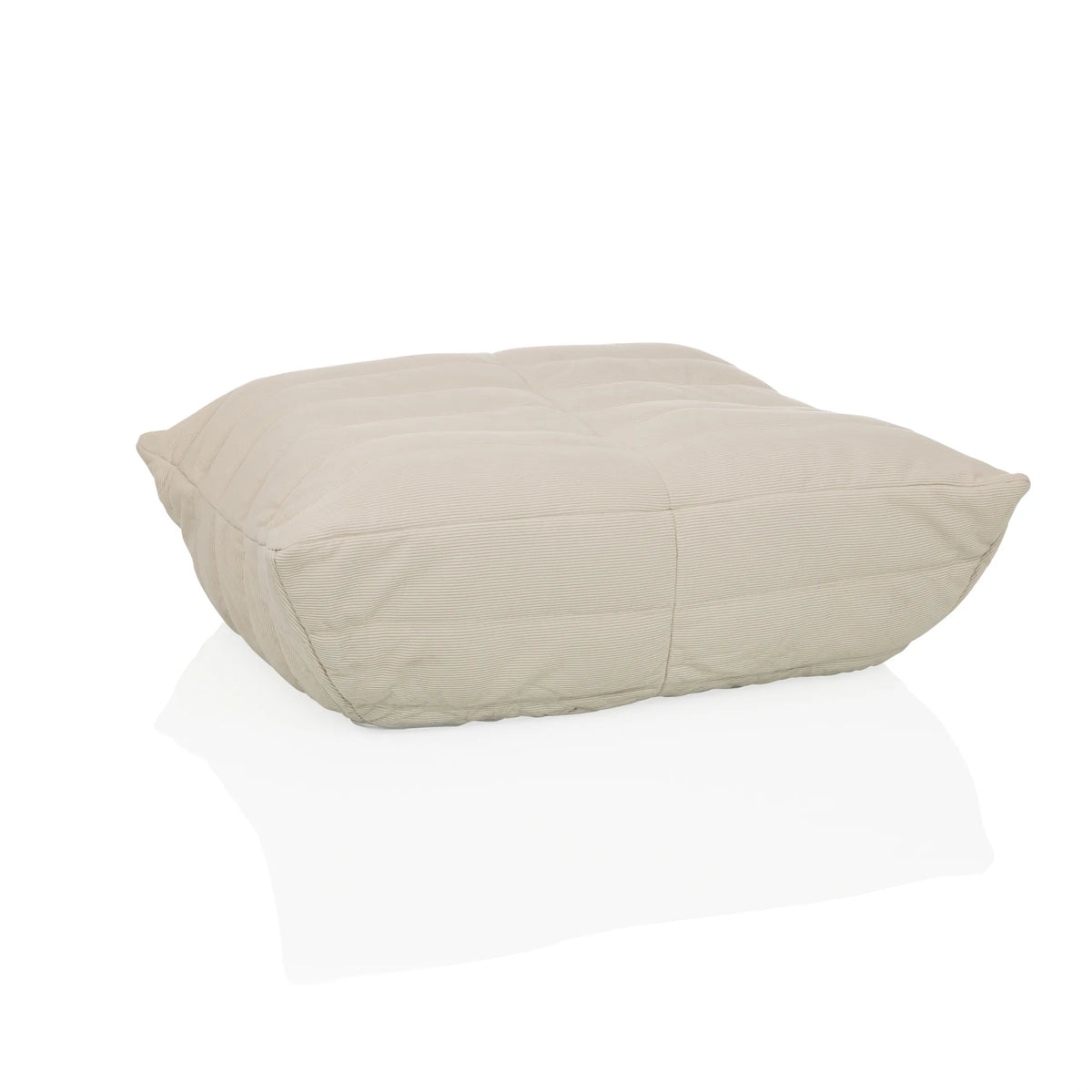 Pufs Sitzolo Podi color beige con funda de tela acanalada de hjh LIVING – vista de 360° (vista frontal 15°)
