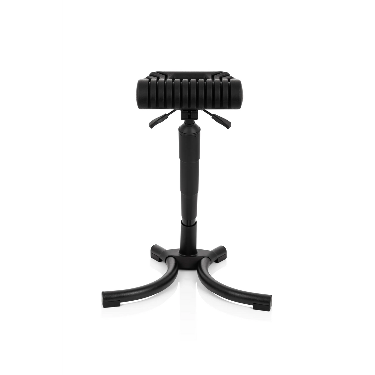 Asiento de pie TOP WORK 33 negro con asiento acolchado y base de tres patas de hjh OFFICE – vista de 360° (vista frontal 0°)