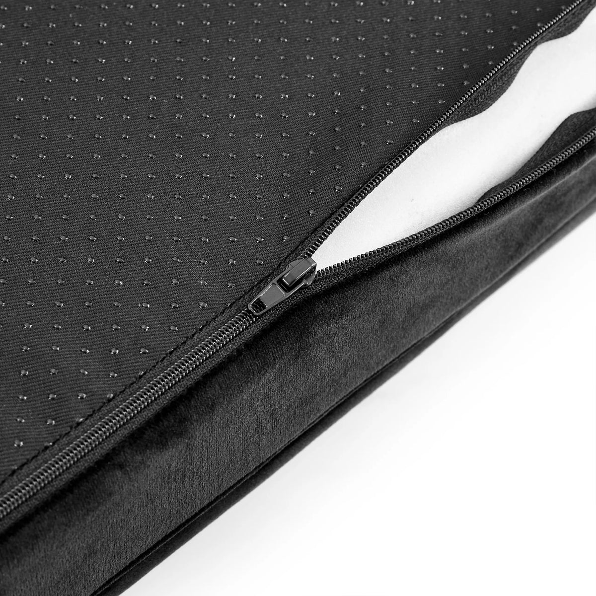 Cremallera con material superior negro perforado del reposapiés Podi Velvet 1 de hjh OFFICE