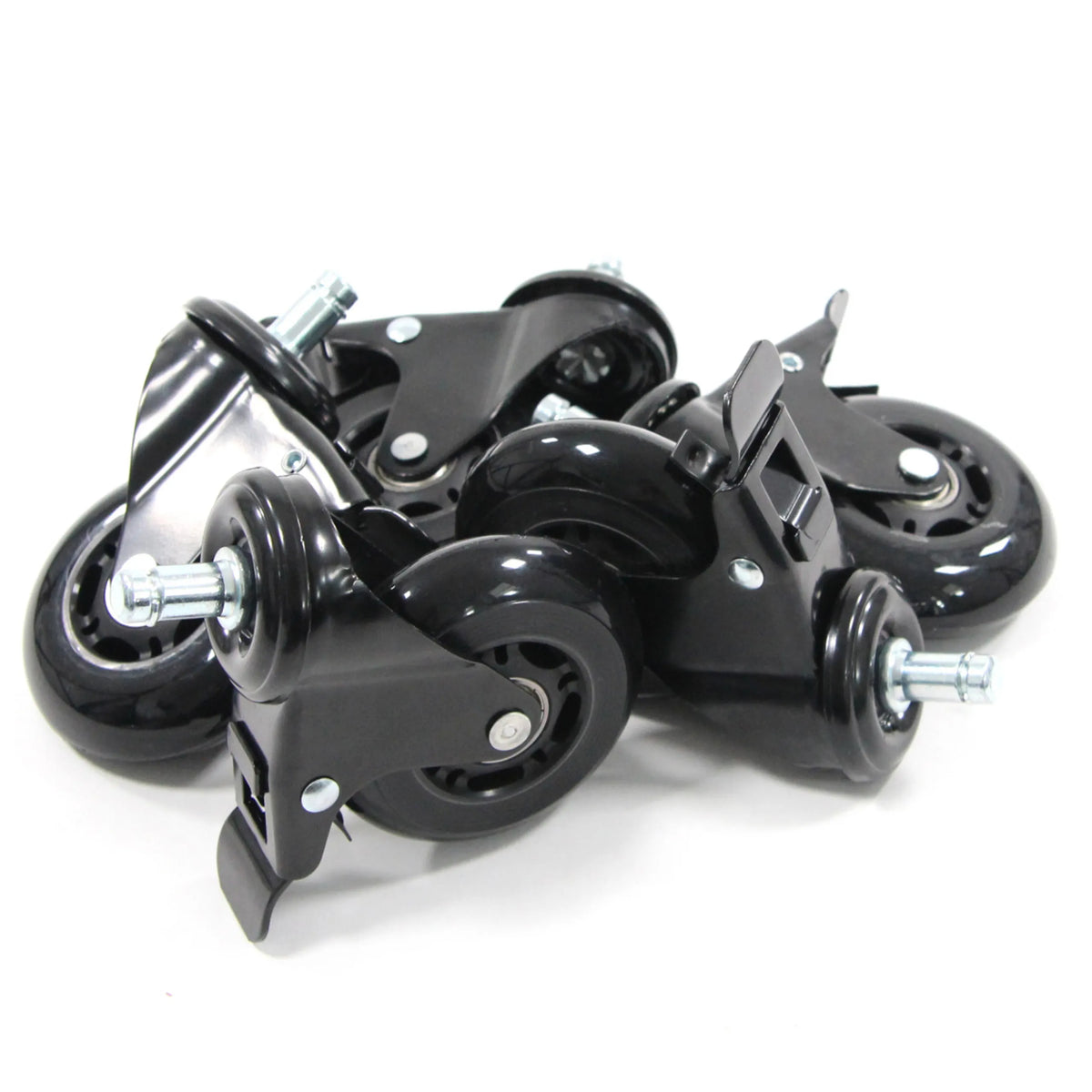 Ruedas para sillas 5x ROLO SKATE S 11mm/75mm negras con freno para suelos duros de hjh OFFICE