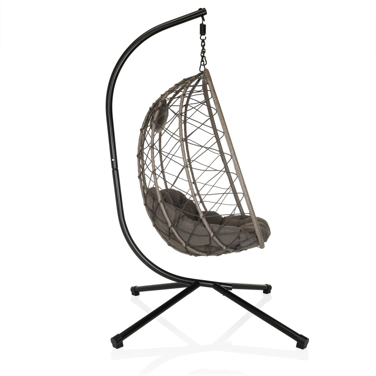 Silla colgante COCOVA con cojín gris y estructura negra de hjh LIVING