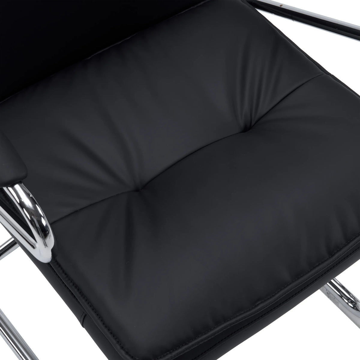 Asiento acolchado de cuero sintético negro de la silla viga voladiza Rovento V de hjh OFFICE