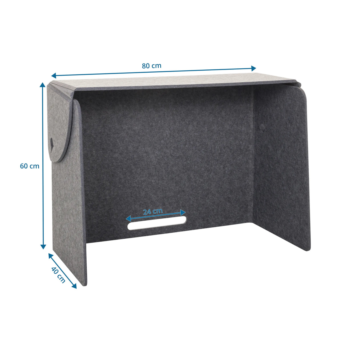 Plano dimensional del separador de mesa FLEXMIUT FOLD de 80 × 60 cm de hjh OFFICE