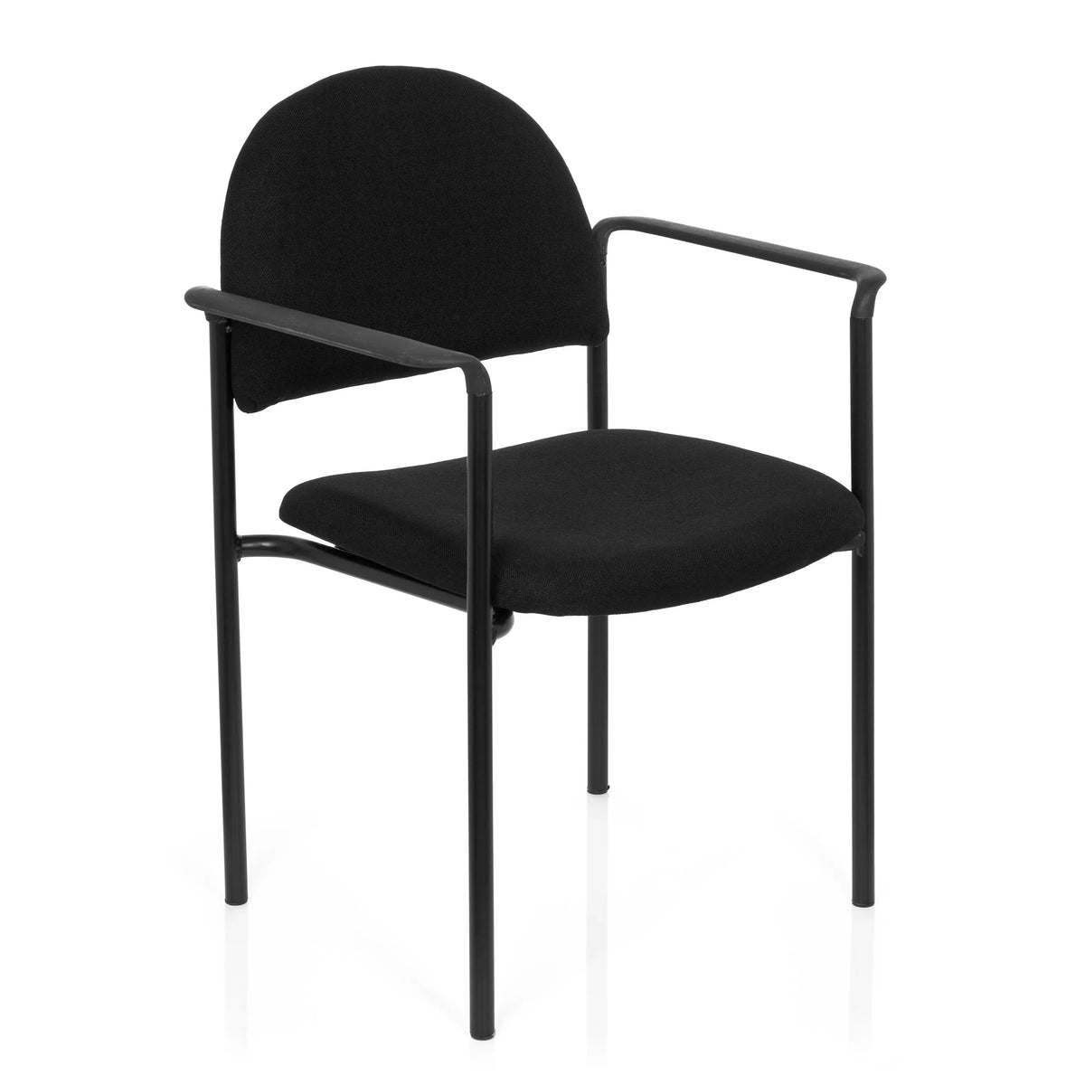 Silla de cuatro patas XT 700 negra con reposabrazos y asiento acolchado de hjh OFFICE – vista de 360° (vista frontal en diagonal 40°)