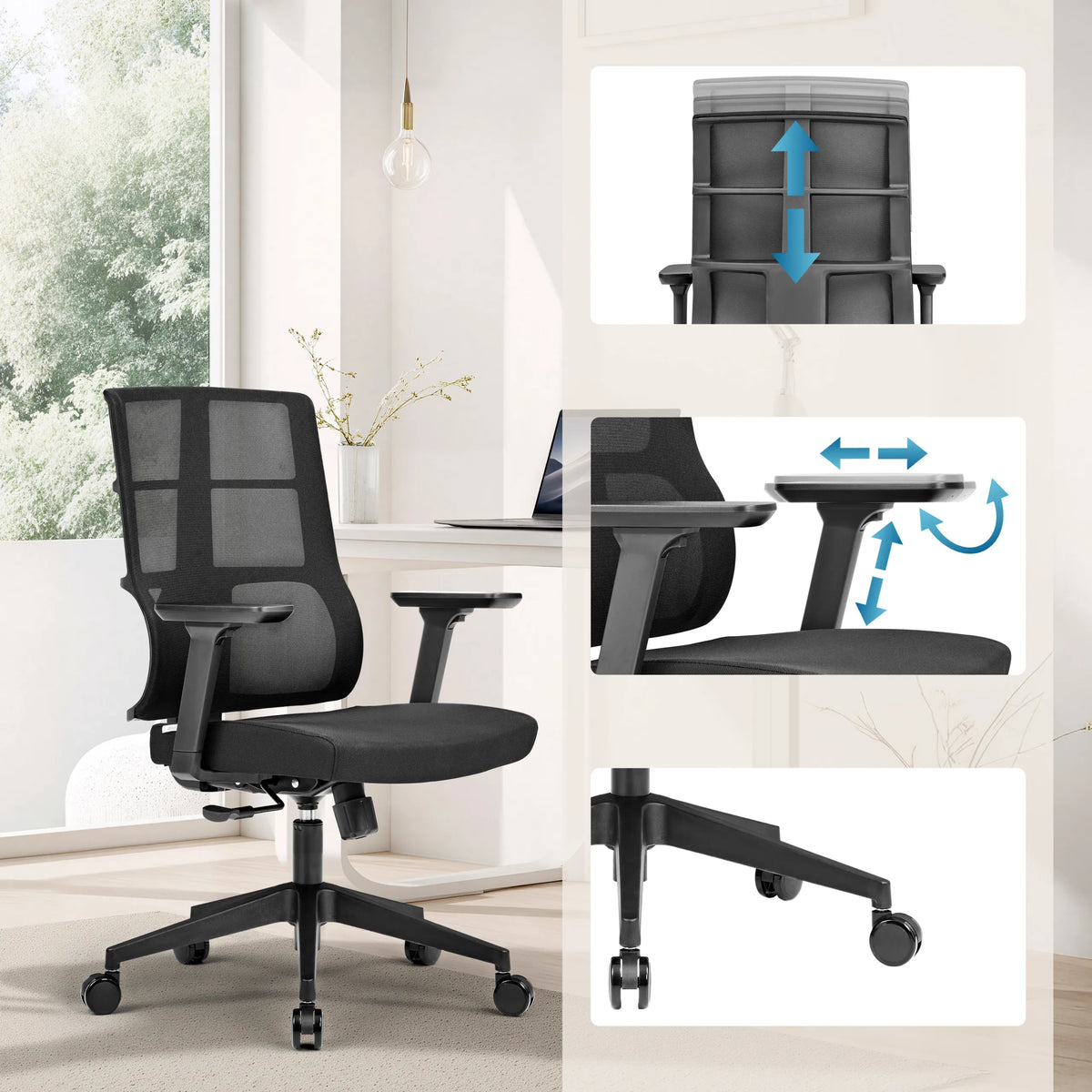 Funciones ajustables de la Silla de oficina profesional SPINIO con reposabrazos y resorte de gas de hjh OFFICE