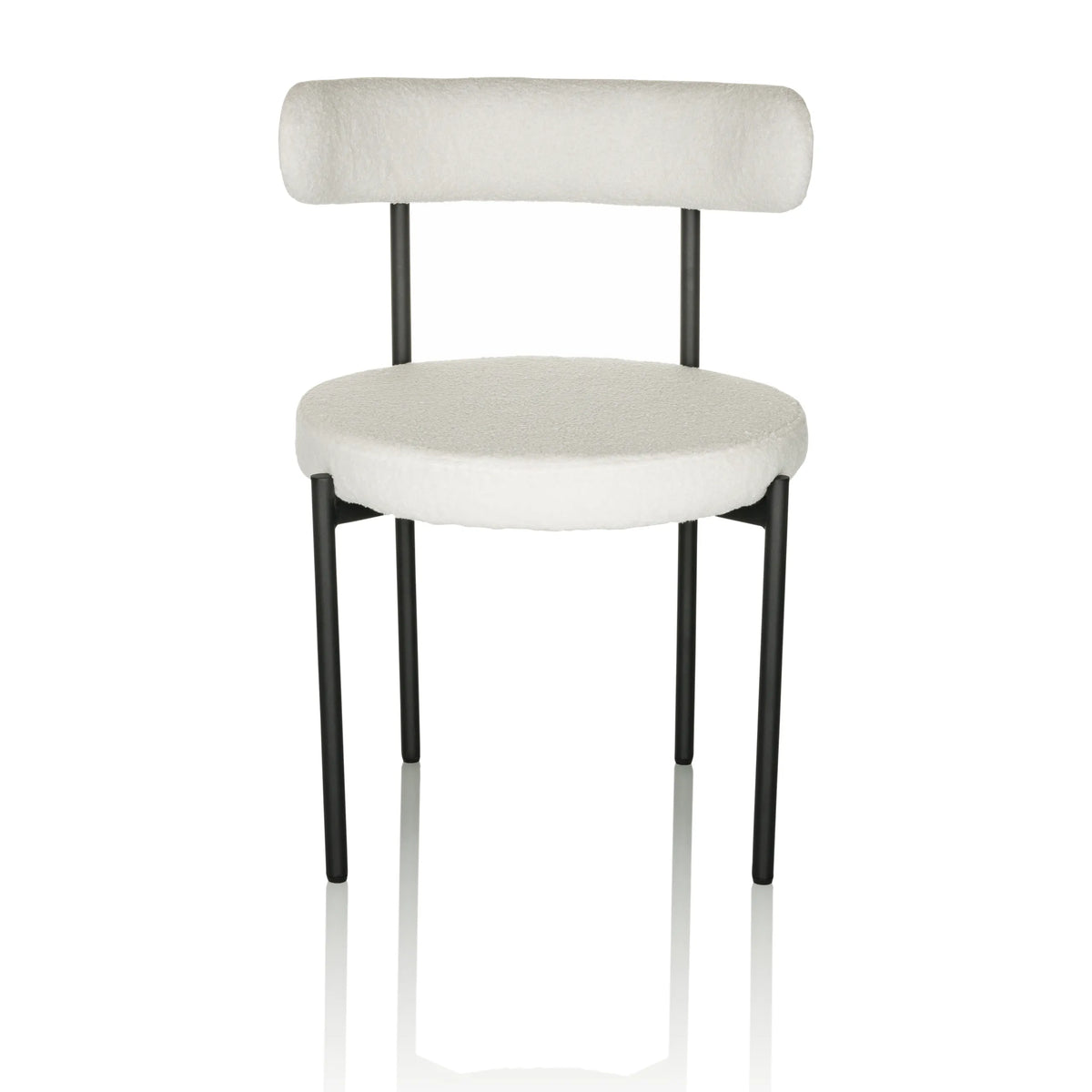 Silla tapizada blanca TEDIO con asiento y respaldo redondeados y patas negras de hjh OFFICE – vista de 360° (vista frontal 0°)