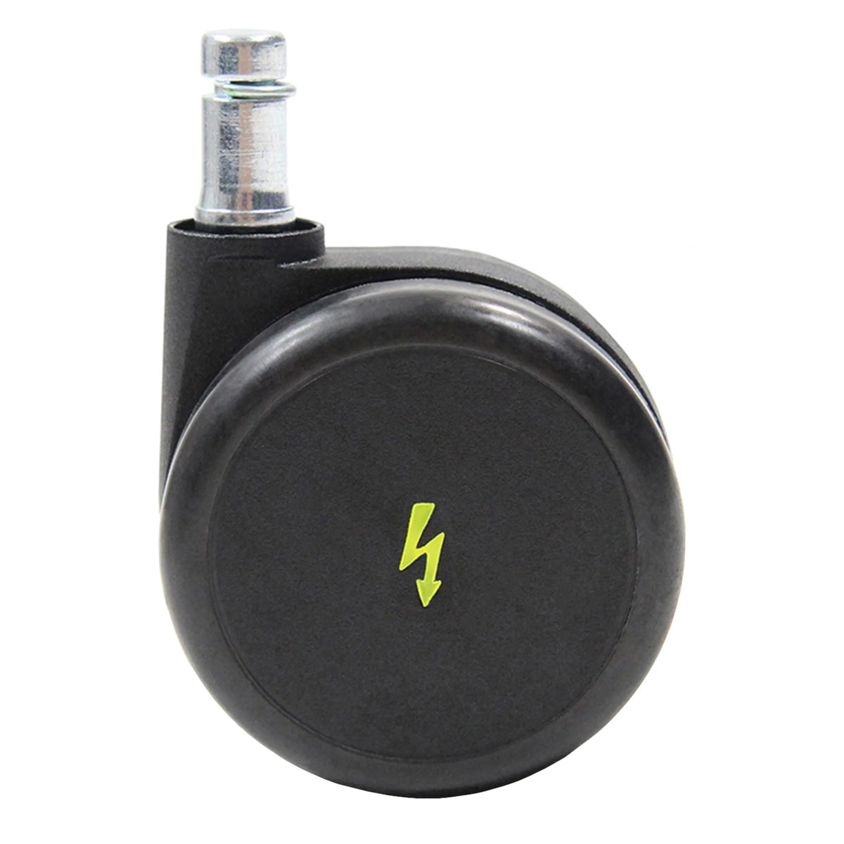 Ruedas para sillas 5x ROLO ESD 11mm/65mm negras para suelos duros con pin de metal y símbolo de rayo amarillo de hjh OFFICE