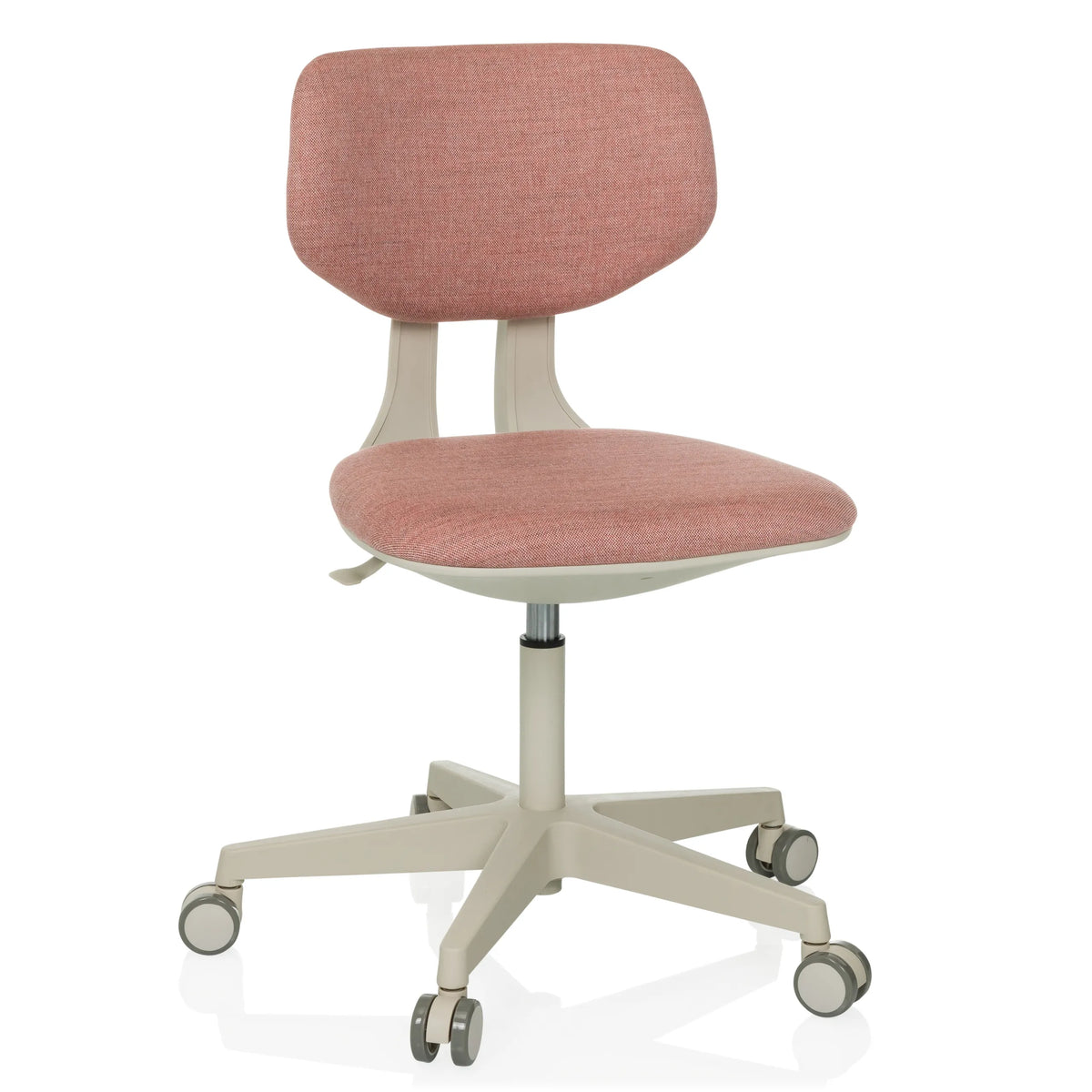 Silla giratoria para niños KID CLASSIC rosa con asiento acolchado y base de cinco ruedas de hjh OFFICE – vista de 360° (vista frontal 15°)