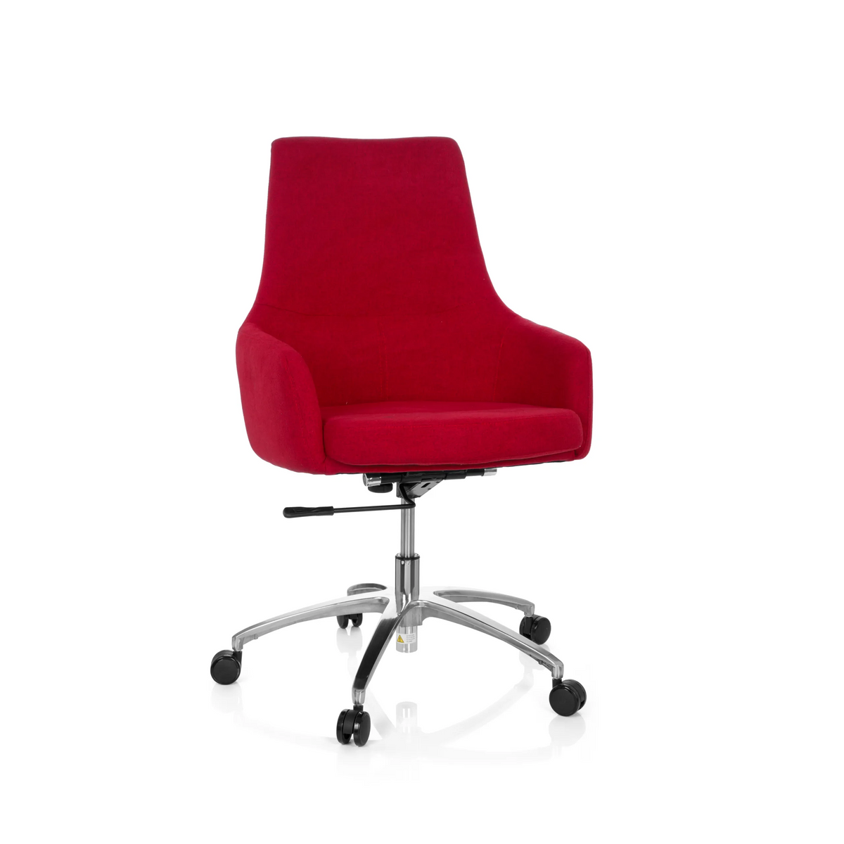 Silla Home Office SHAKE 100 roja con asiento acolchado y base de cinco ruedas de hjh OFFICE – vista de 360° (vista frontal 20°)