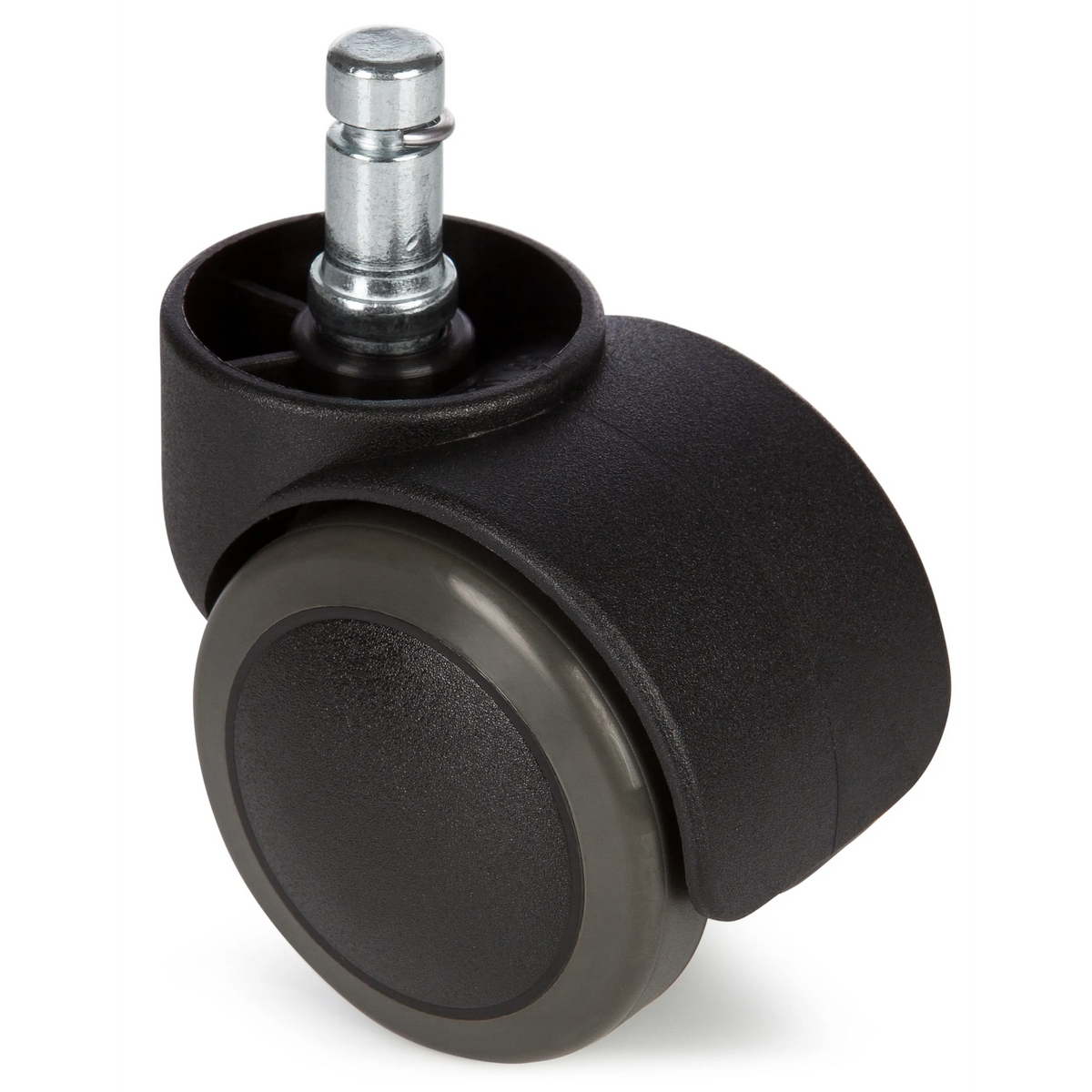 Ruedas para sillas negras 5x ROLO 10mm/50mm para suelos duros con perno metálico de hjh OFFICE – vista de 360° (vista frontal 0°)
