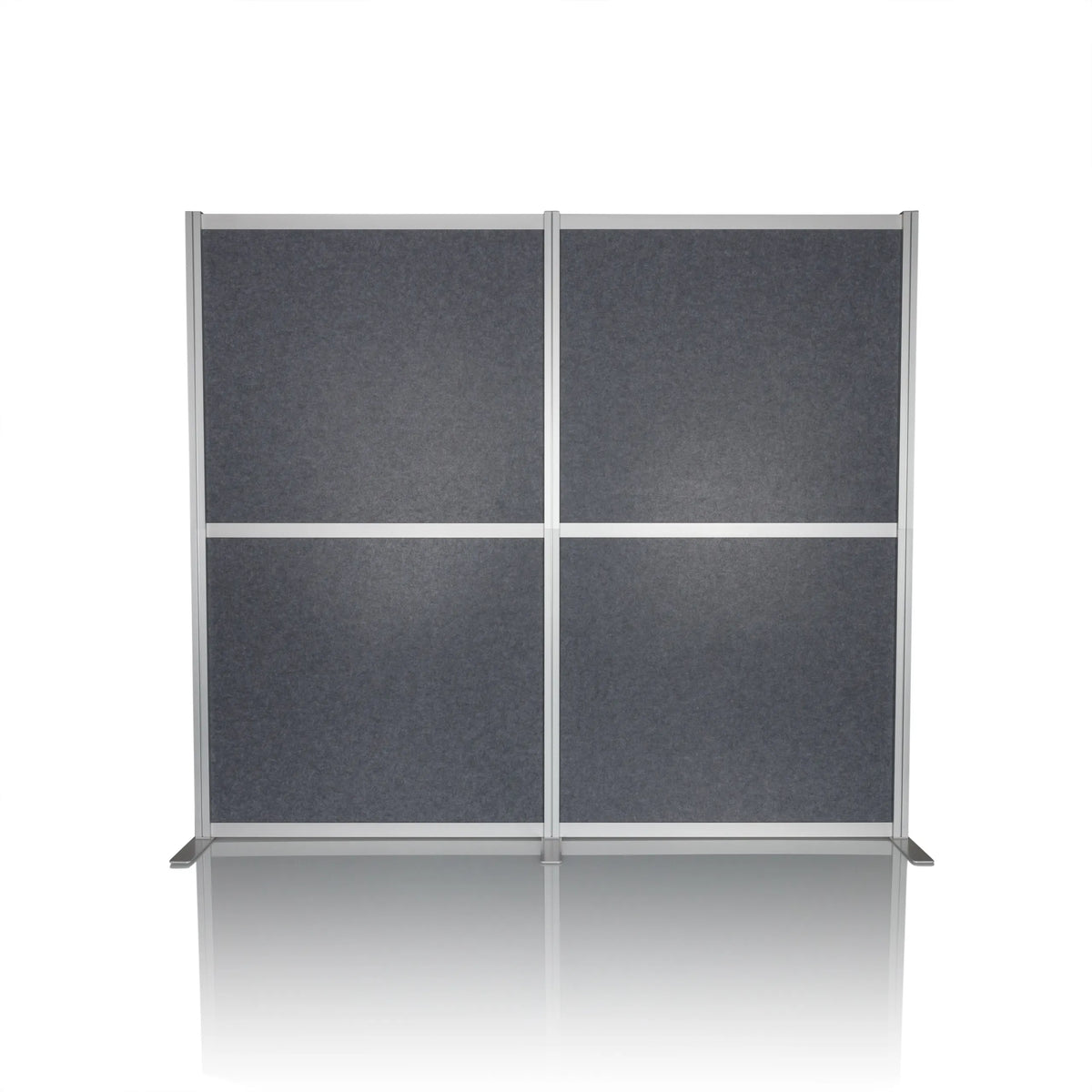 Separador FLEXMIUT MODUL gris con marco de aluminio y pies de apoyo de hjh OFFICE – vista de 360° (vista frontal 0°)