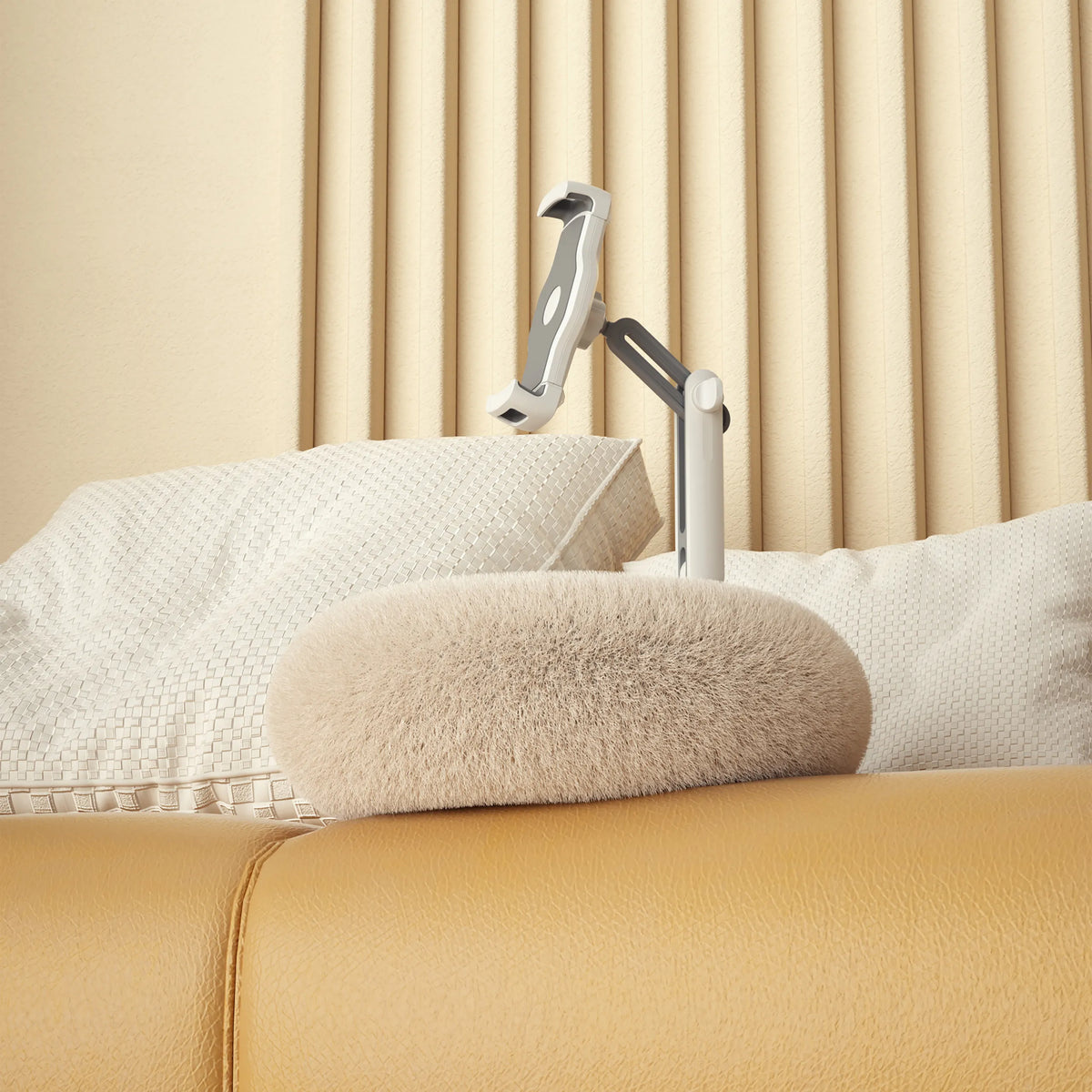 Soporte para teléfono móvil y tableta COMFILAP II beige con brazo articulado ajustable de hjh OFFICE