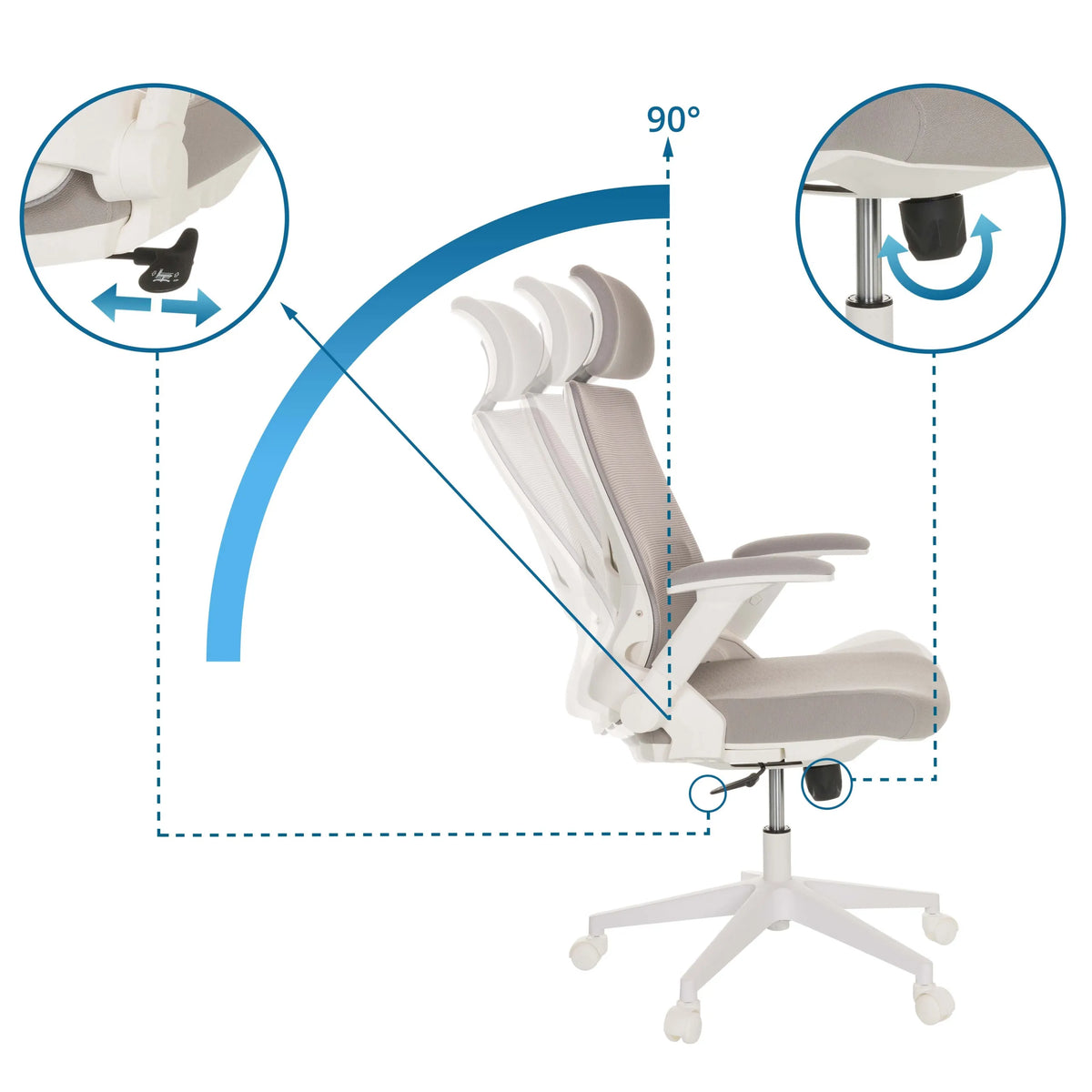 Mecanismos de ajuste de la Silla Home Office VENDO W con inclinación de 90° de hjh OFFICE