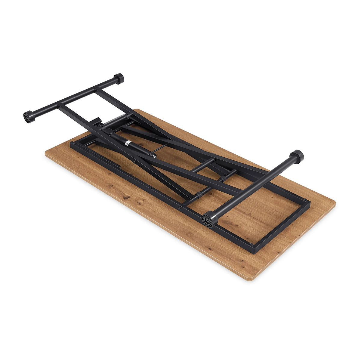 Base de la mesa Worktime Lift en negro con tablero con efecto roble de hjh OFFICE