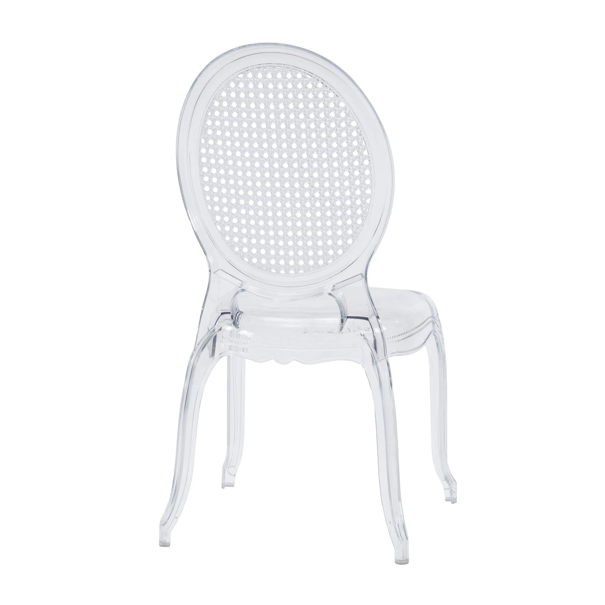 Silla de cuatro patas transparente CRISTALIO con respaldo ovalado de plástico transparente de hjh LIVING