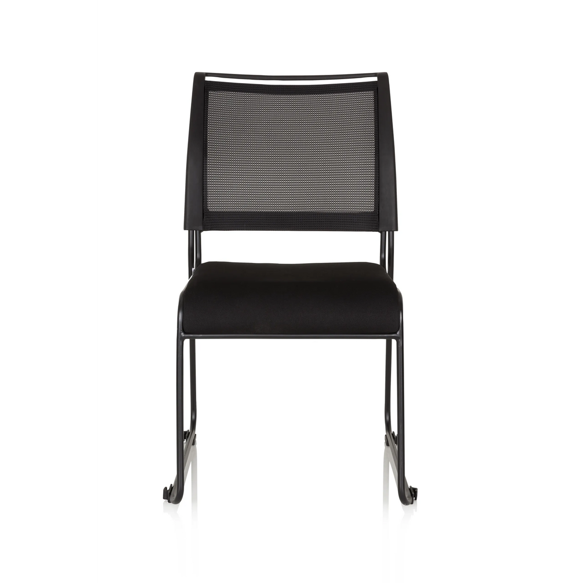 Silla de confidente negra PADUA V con respaldo de malla y asiento acolchado de hjh OFFICE – vista de 360° (vista frontal 0°)