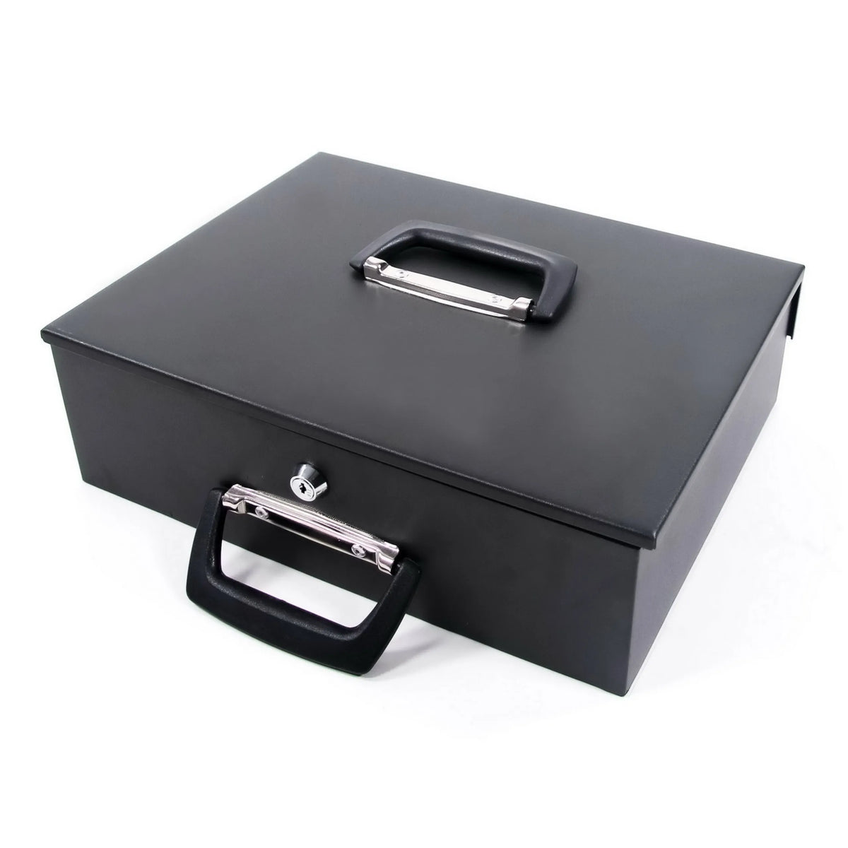 Caja de efectivo SAFE I negra con dos asas de transporte y un cierre de hjh OFFICE