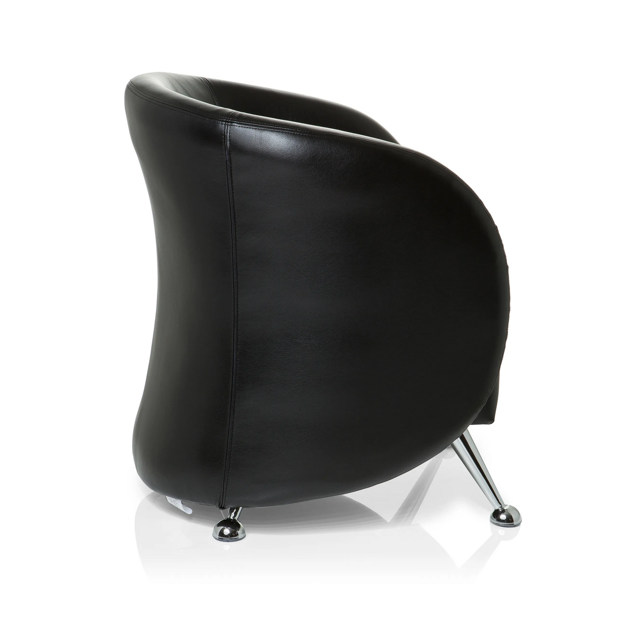 Sillón tapizado negro ST. LUCIA con patas de metal brillantes de hjh OFFICE – vista de 360° (vista lateral 100°)