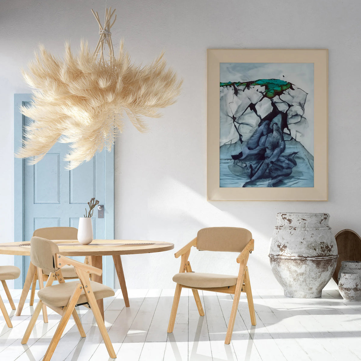 Silla plegable SCANDIO beige con estructura de madera y asiento acolchado de hjh OFFICE