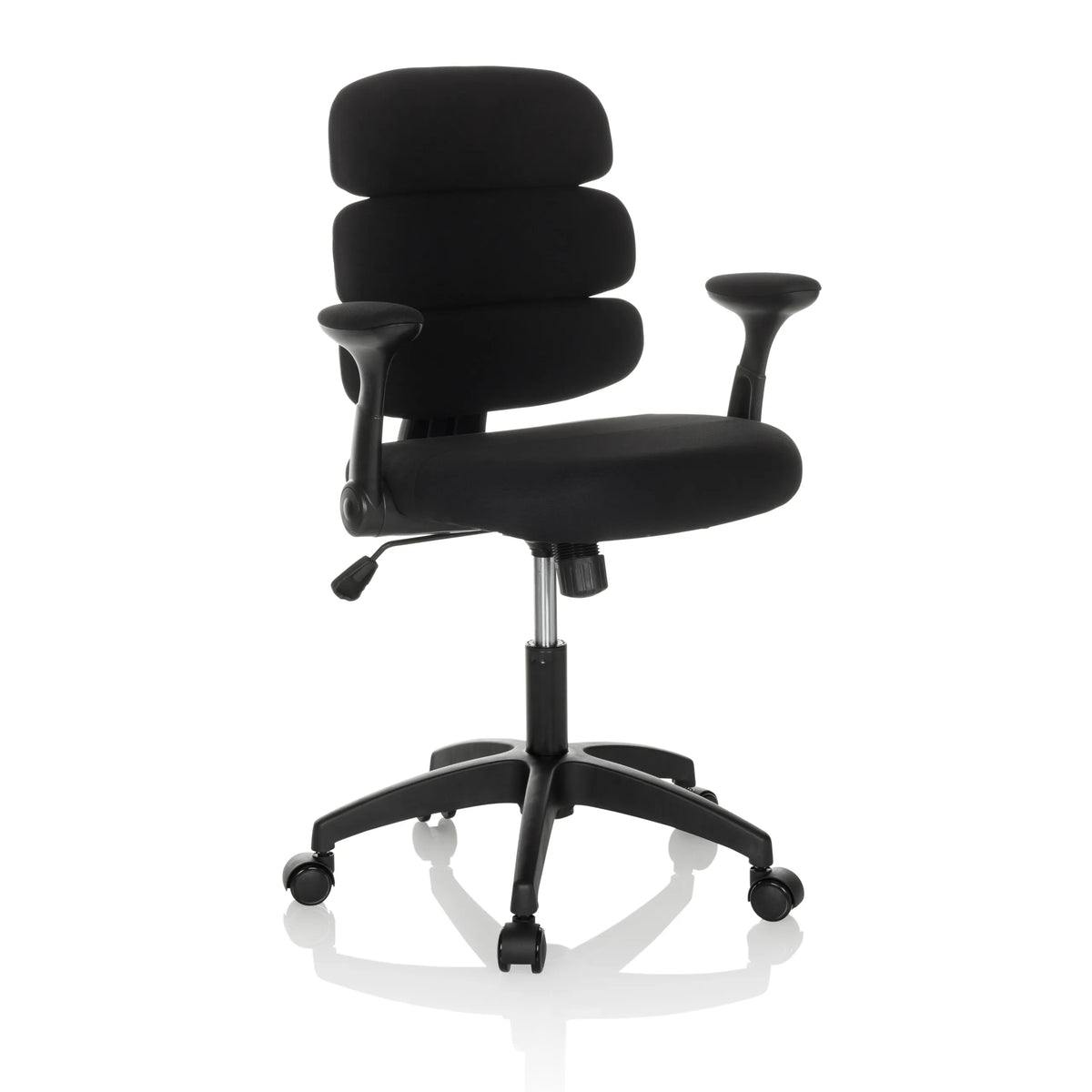 Silla giratoria para niños KID ERGOLINO B negra con respaldo acolchado y base de cinco ruedas de hjh OFFICE – vista de 360° (vista frontal en diagonal 30°)