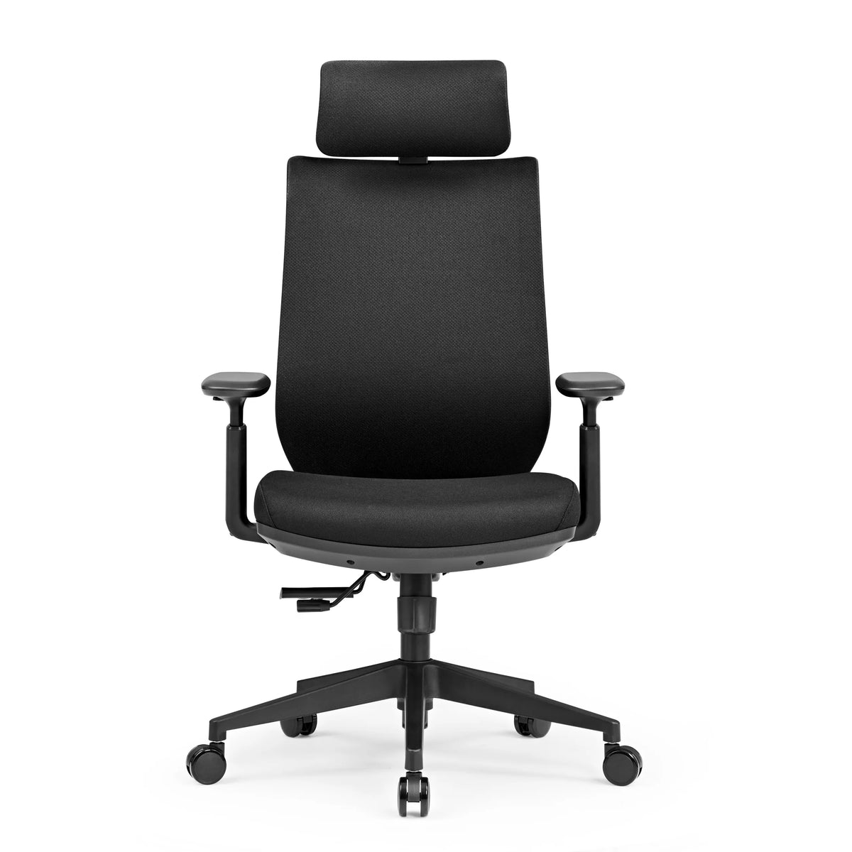 Silla de oficina profesional Profondo F negra con reposacabezas, reposabrazos y base de cinco ruedas de hjh OFFICE – vista de 360° (vista frontal 0°)