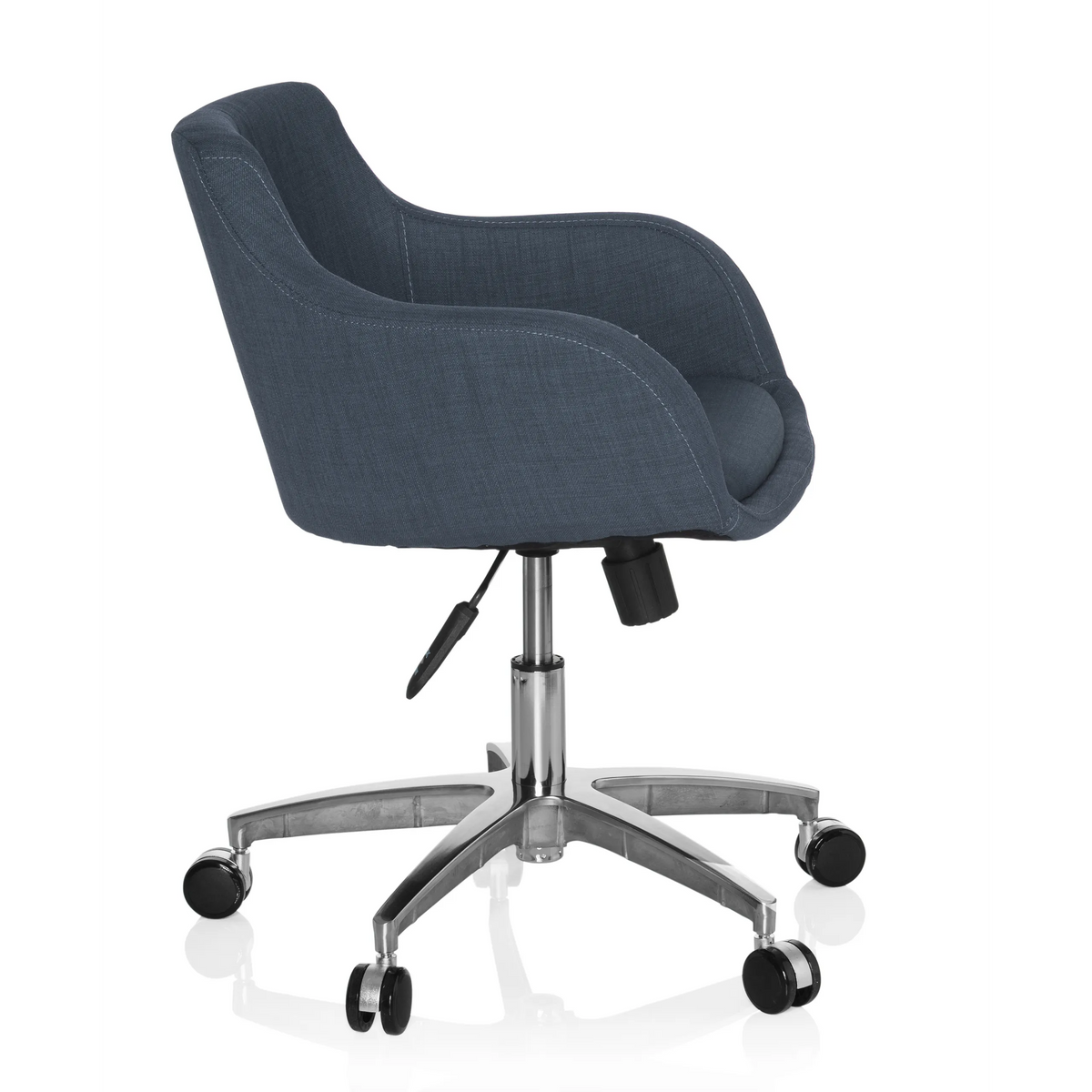 Silla Home Office SOLAO 100 en gris oscuro con carcasa acolchada y base de cinco ruedas de hjh OFFICE – vista de 360° (vista lateral 80°)