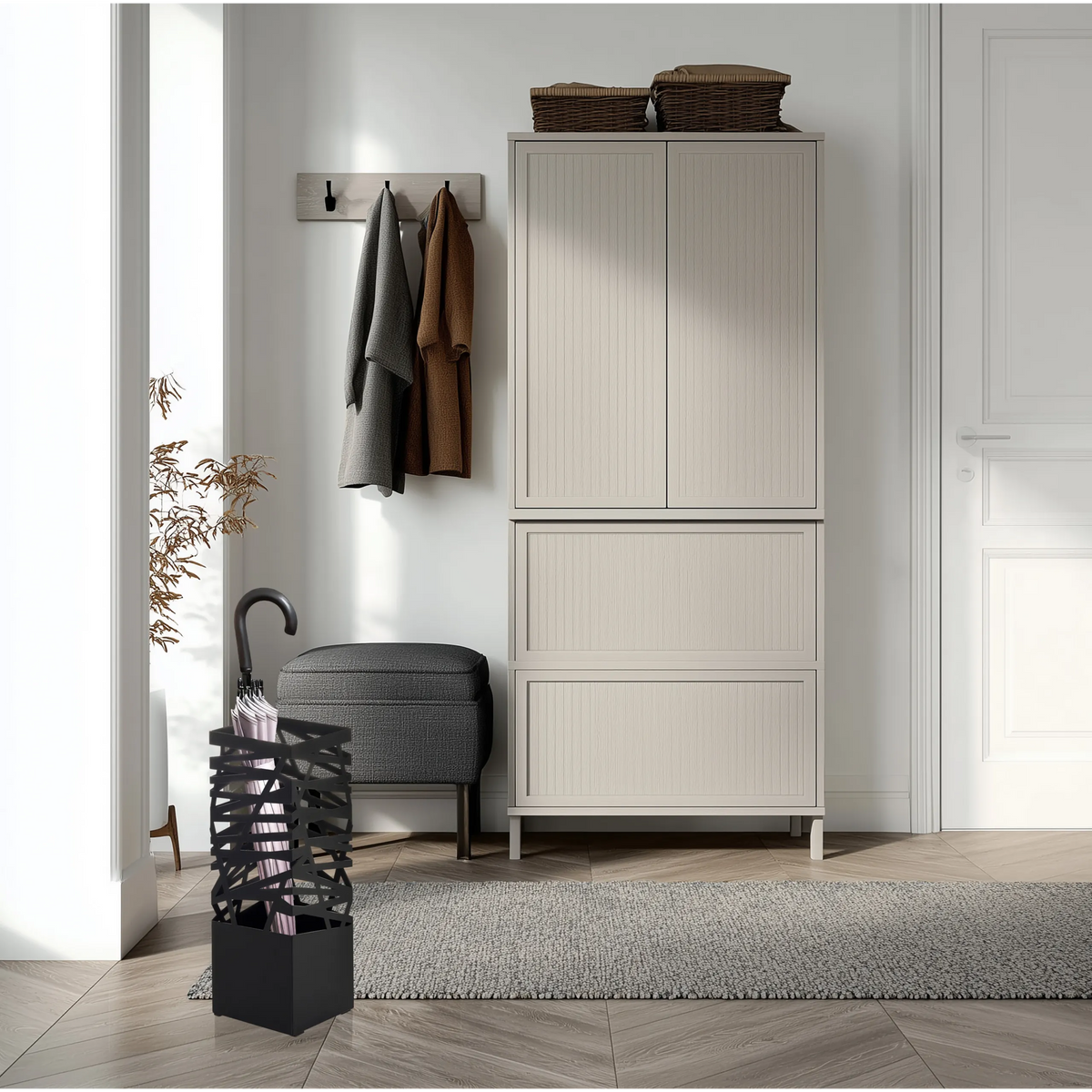 Soporte para paraguas negro PLUVARIS de Accesorios de hjh LIVING