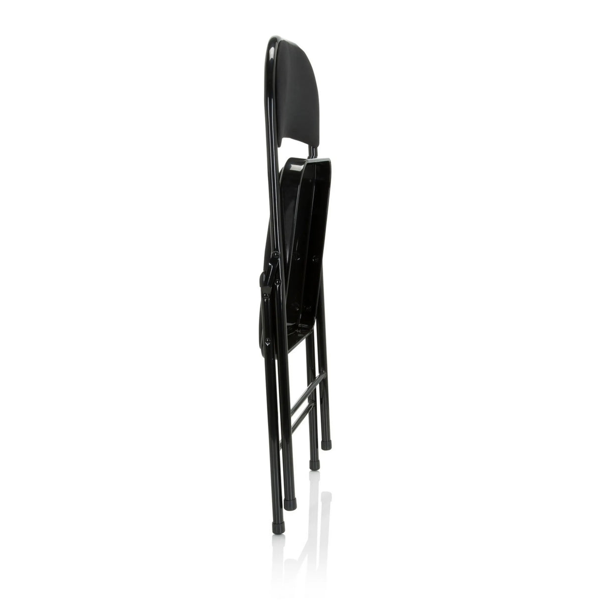 Vista lateral de la silla plegable TUDELA II negra con funda de tela de hjh OFFICE