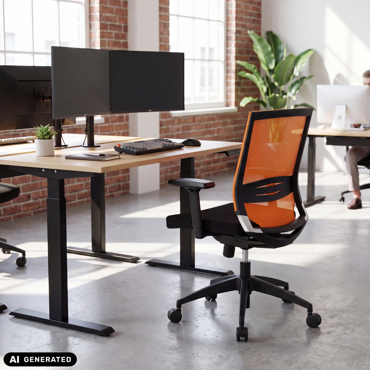 Silla de oficina profesional PORTO BASE en negro y naranja de hjh OFFICE (imagen generada por IA)