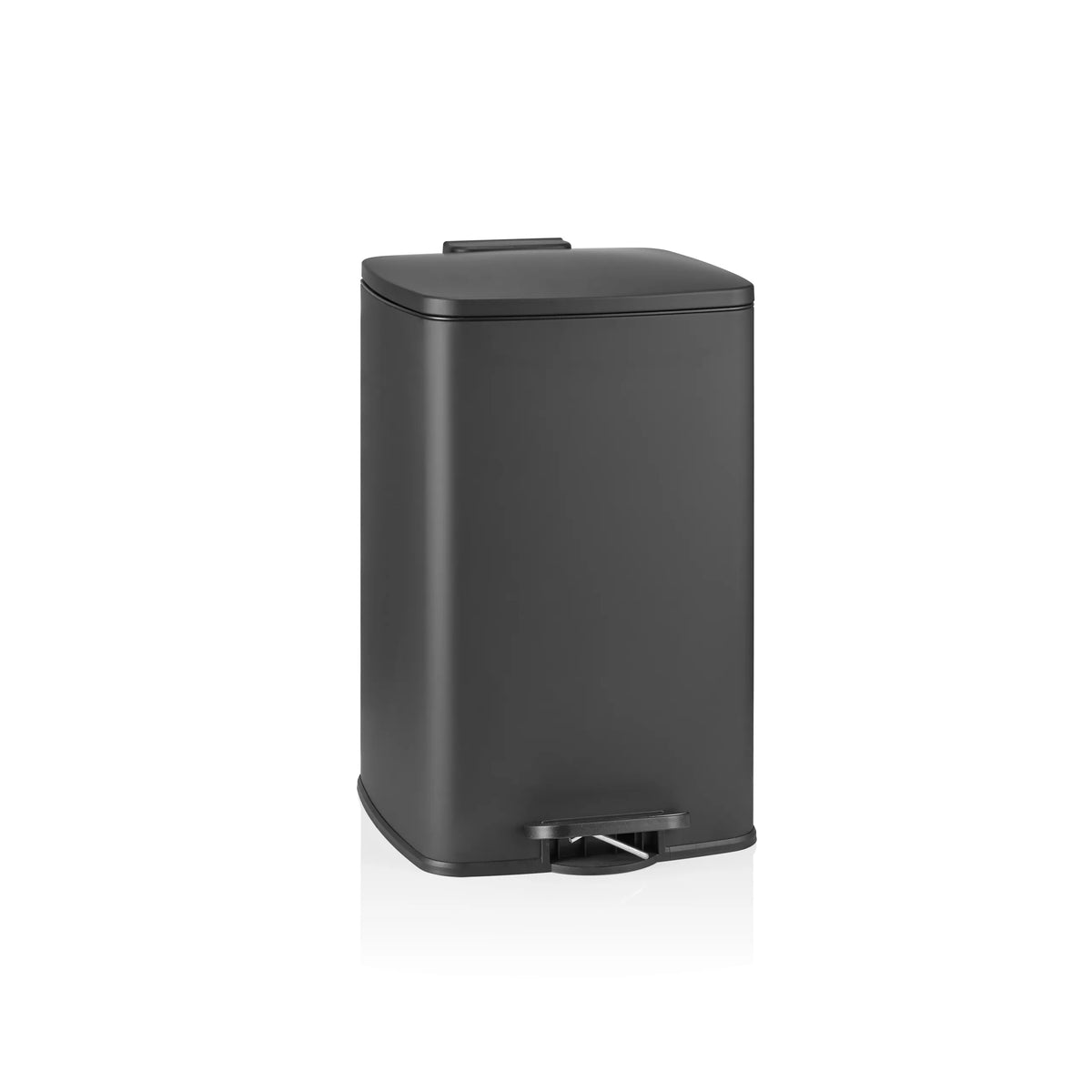 Papelera negra Clean Step 3 con tapa y pedal de hjh OFFICE – vista de 360° (vista frontal 15°)