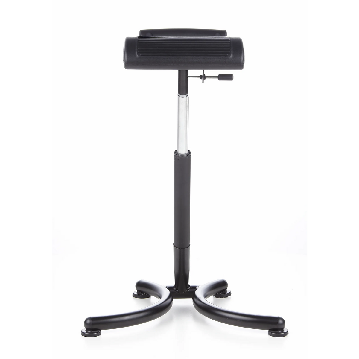 Asiento de pie TOP WORK 30 negro con asiento acolchado y base de cuatro patas de hjh OFFICE – vista de 360° (vista frontal 0°)