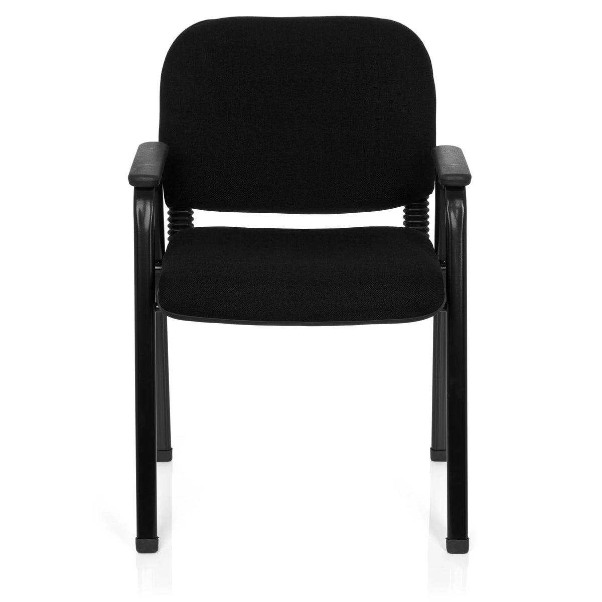 Silla de cuatro patas XT 650 negra con reposabrazos y asiento acolchado de hjh OFFICE – vista de 360° (vista frontal 0°)