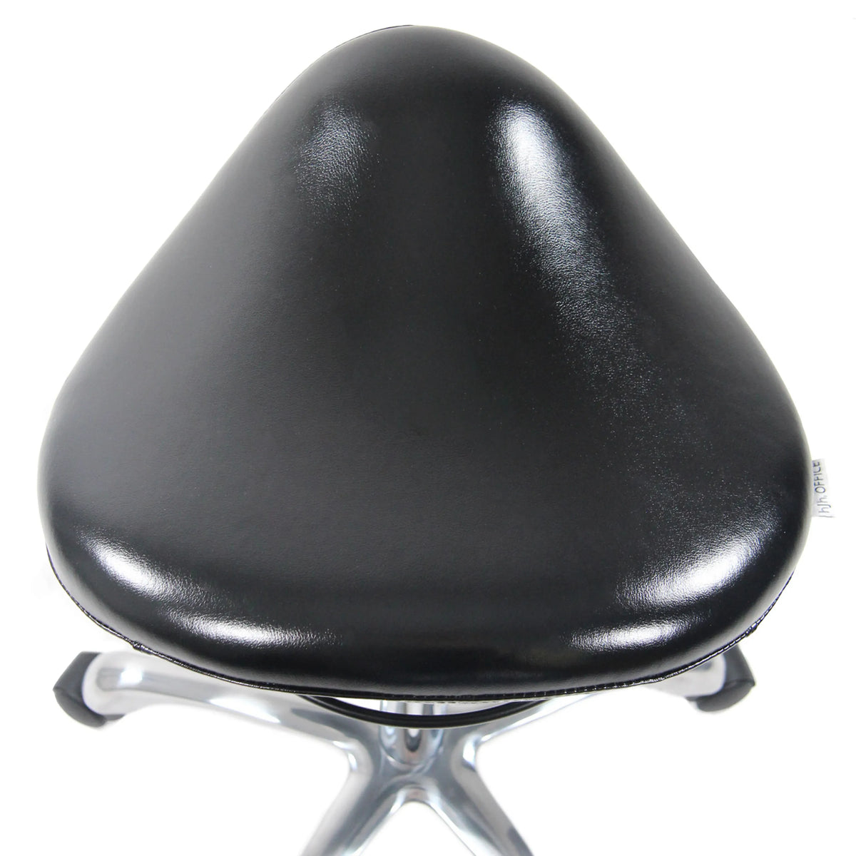 Asiento negro del taburete de silla de montar ORTHO SIT con funda lisa y base en cruz cromada de hjh OFFICE