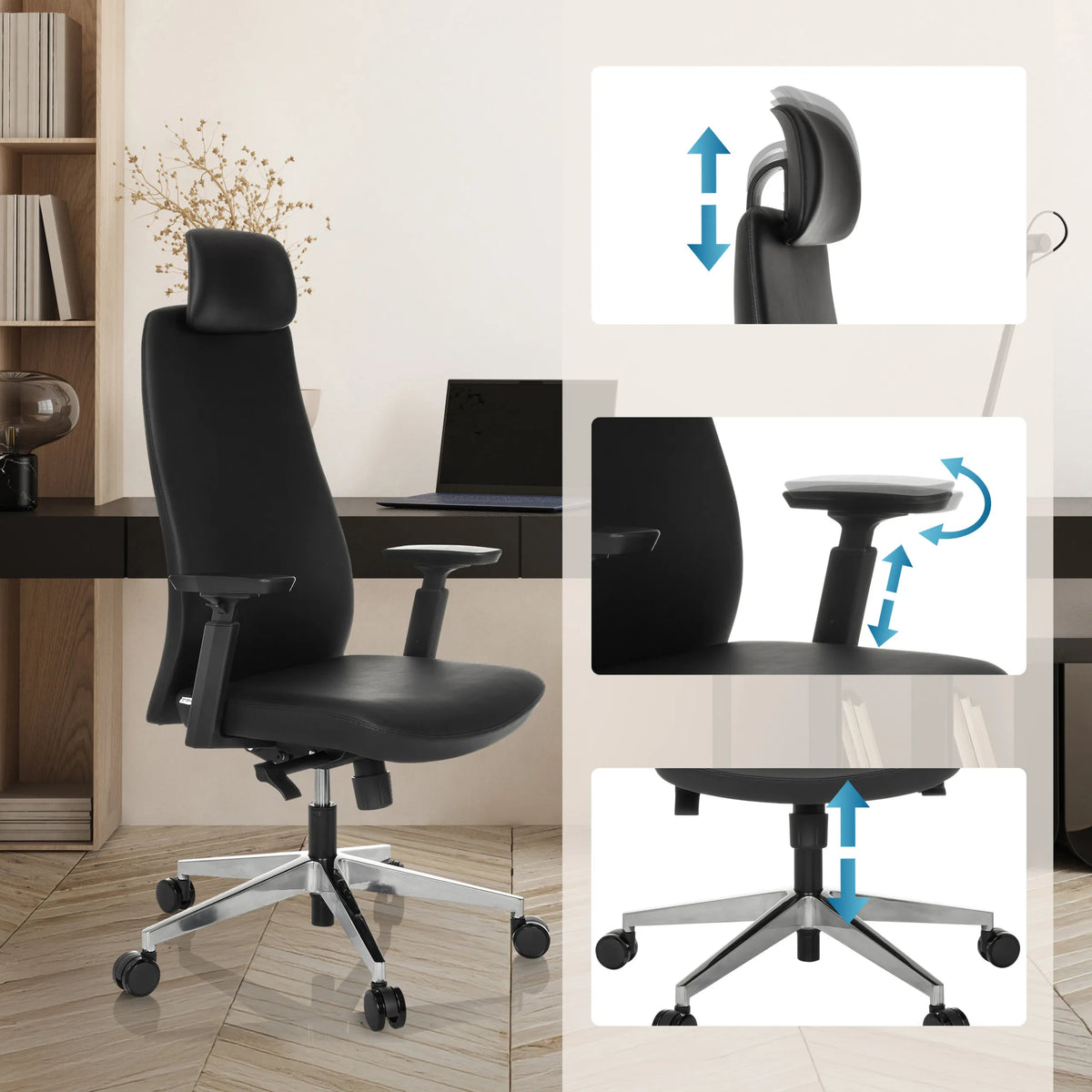 Reposacabezas, reposabrazos y altura del asiento ajustables del Sillón de oficina profesional YUCANO I de hjh OFFICE