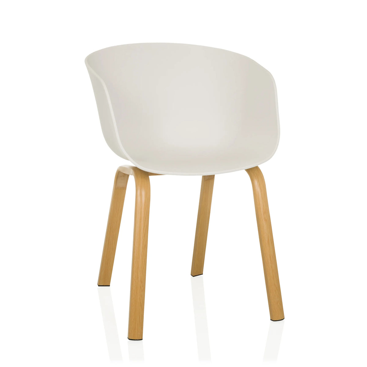 Silla nórdica blanca OSLO W con cuatro patas de madera clara de hjh LIVING – vista de 360° (vista frontal 15°)