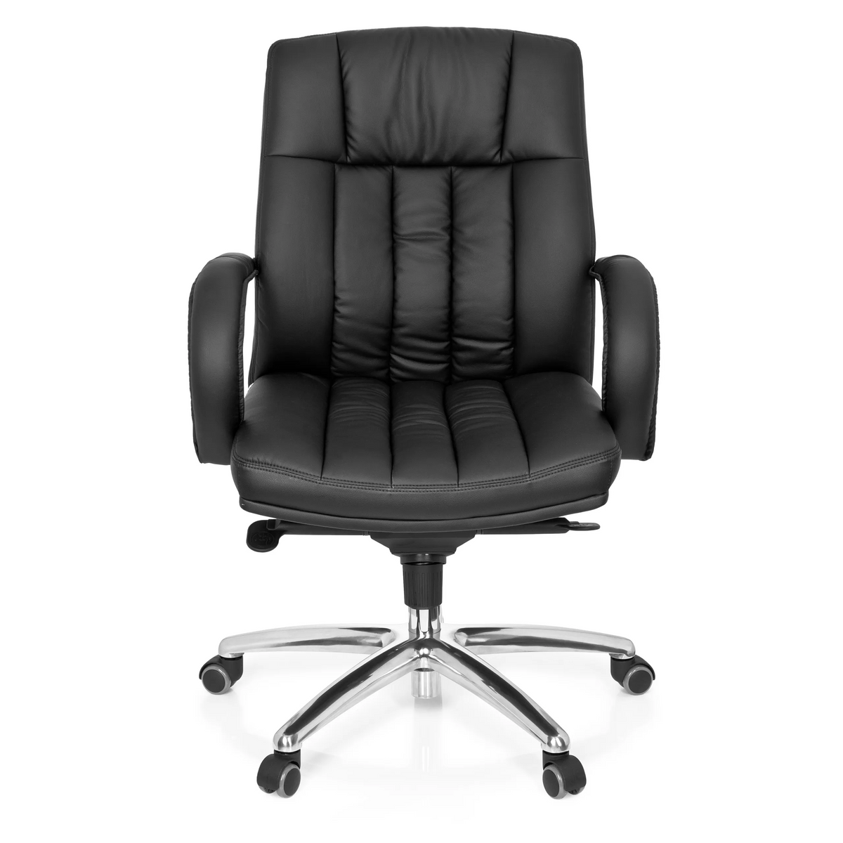 Silla giratoria XXL G 100 negra con tapicería acolchada y base de cinco ruedas de hjh OFFICE – vista de 360° (vista frontal 0°)