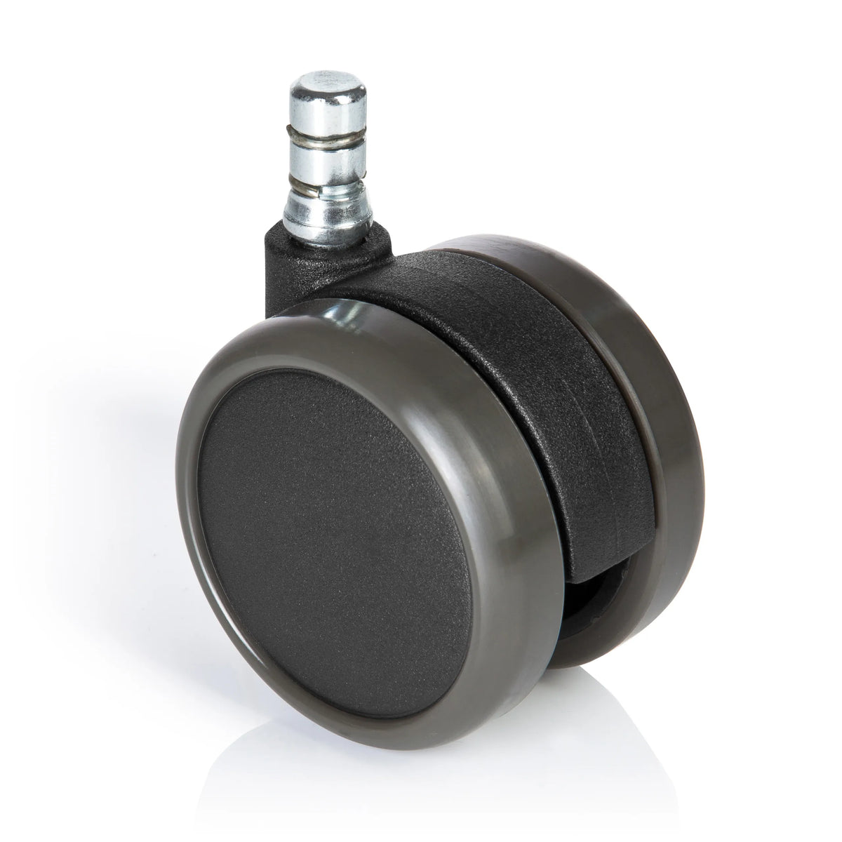 Ruedas para sillas 5x ROLO No-Noise 11mm/65mm negras para suelos duros con pin de metal plateado de hjh OFFICE – vista de 360° (vista frontal 0°)